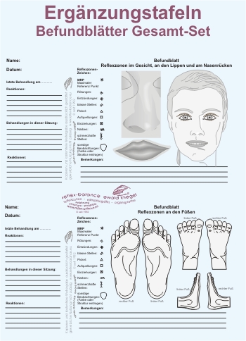 Reflexzonen Erg&auml;nzung - Reflexzonen Befundbl&auml;tter Gesamtset